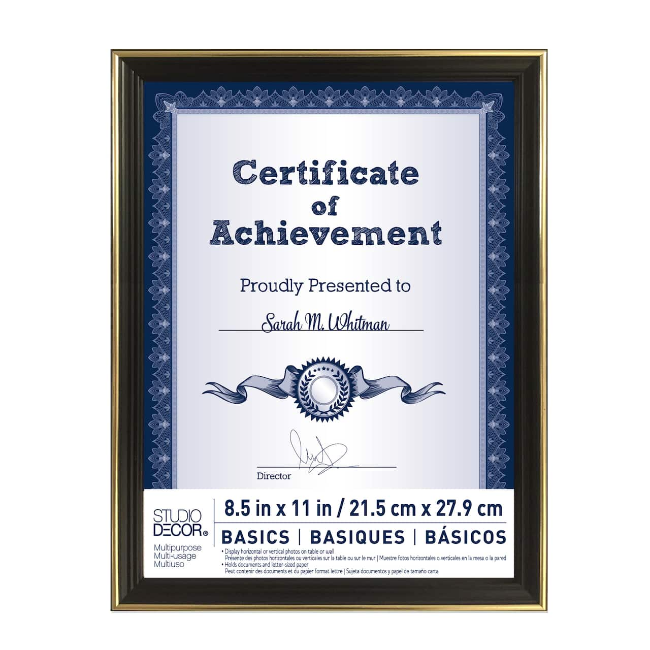 Black &#x26; Gold Multipurpose Document Frame, 8.5&#x22; x 11&#x22;, Basics By Studio D&#xE9;cor&#xAE;